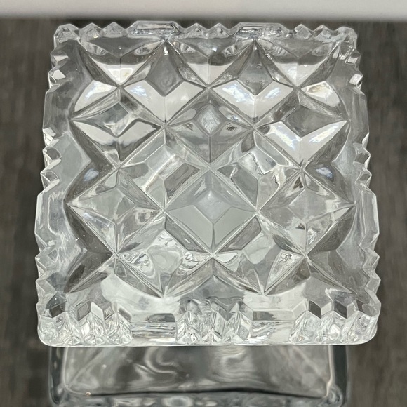 Vintage Bohemian Crystal Liquor Decanter Square Faceted Cut Glass - Picture 2 of 9